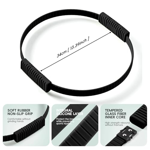 Yoga Pilates Resistance Ring for Leg and Butt Training, Portable Exercise Equipment with Anti-Slip Silicone, Home and Office Workouts, Postpartum Toning - color: Black