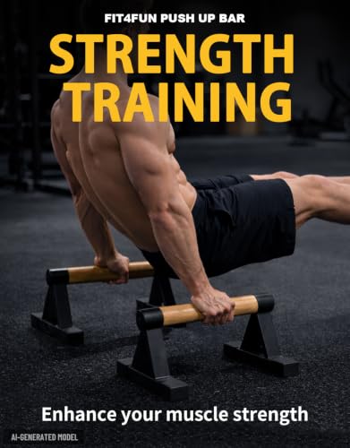 Wood Push Up Bar Set, 2PCS Non-Slip Handstand Bars, Parallettes Bars for Calisthenics and Push-Up Workouts, Solid Wood Grip with Metal Frame, Supports 550 LBS