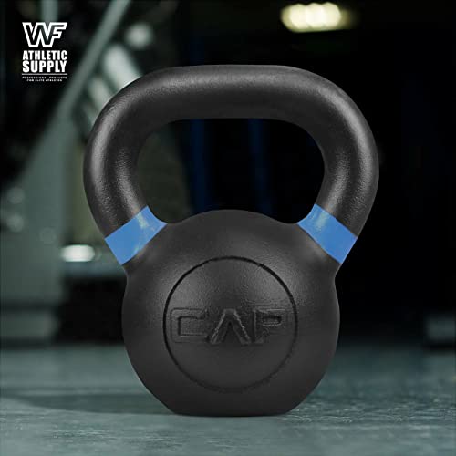 WF Athletic Supply Powder Coated Kettlebells, Black Matte Kettlebell Weights for Strength Training, Conditioning and Functional Fitness, LB and KG Markings - color: e. 44 LB