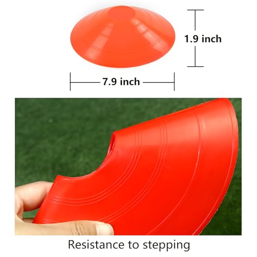 ANSLYQA Soccer Cones (Set of 50), Agility Training Disc Cone with Carry Bag and Holder for Drilling Football Basketball Sports Field Markers, - color: Orange
