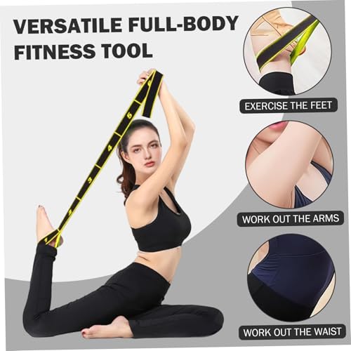 Stretching Straps 90cm Long Numbered Resistance Band with 8 Loops - Exercise Bands Adjustable Tension for Yoga, Pilates, Dance & Strength Training (Yellow) - color: Yellow