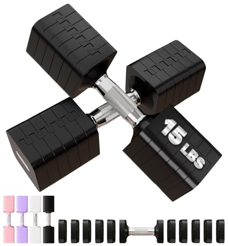 Adjustable Dumbbell Set for Women Men 7.5LB/10LB/15LB/20LB/25LB Pair | Stable Free Weight Hand Weights with Metal Handle for Home Gym Fitness Rehab Pilates Yoga Strength Training Equipments - color: Black, size: 15LB SINGLE