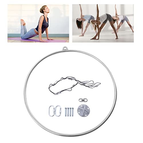 90cm Aerial Hoop, 253IBS Aerial Gymnastic Equipment, Yoga Ring Lifting with 3.28 Feet Nylon Rope, Dancing Studio Home Practice Lifting Ring Yoga - size: 85cm