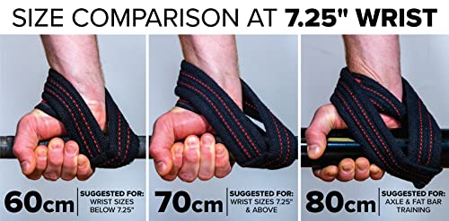 SERIOUS STEEL FITNESS Red Figure 8 Lifting Straps | Deadlift & Strongman Axle Straps - 3 Sizes - color: Black, size: (80 CM - Axle Bars)