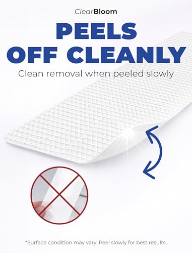 Clear Bloom XXL Anti Slip Shower Stickers 12 PCS, White Non-Slip Shower Strips for Adults, Premium Adhesive Bath Tub Stickers - color: White