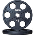 REP Fitness Urethane Coated Tri-Grip Olympic Barbell Weights - Sold in Pairs - style: 45 LB Pair