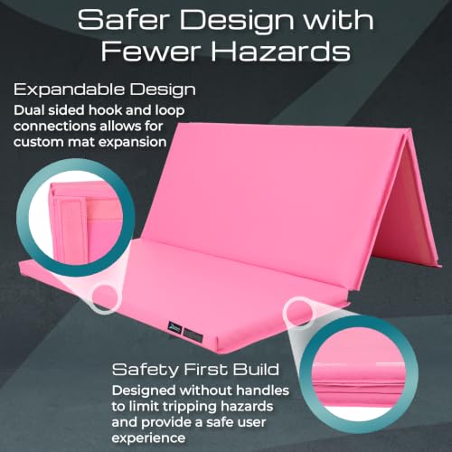 Z Athletic Folding Mat for Gymnastics, Tumbling, Cheerleading, and More, 4 Ft x 6 Ft x 2 In - color: Pink