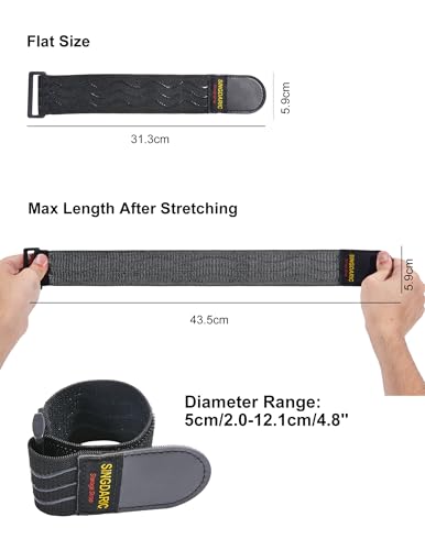 Elastic Cinch Straps-12"x2"(6 pack) with Anti-Slip strips,Heavy Duty Multipurpose Hook and Loop Storage Straps with Buckle,Hoses,Cables, Ropes,Truck,Bike or Pant Garters - size: 2"x12"- 6Pack
