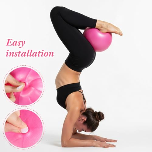 4 Pcs Small Exercise Pilates Ball Bulk 9 Inch Mini Yoga Balls Anti Burst and Slip for Stability, Fitness, Physical Therapy, Stretching & Core Workout at Home Gym Office Class - color: Pink,Purple