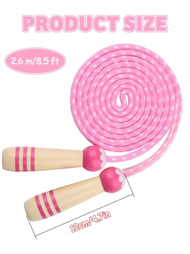 Jump Rope for Kids, Lorvain Adjustable Skipping Rope, Kids Jump Ropes with Wooden Handle for Girls Boys, Weighted Jumping Ropes for Fitness Workout Exercise Outdoor Fun Activity - color: Pink-1 Pc