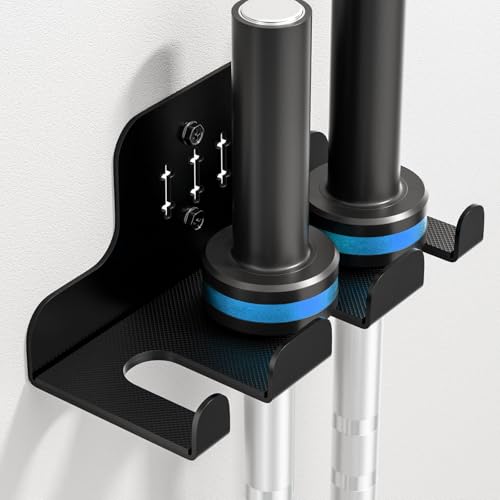 Barbell Wall Holder,Olympic Hanger,Garage Gym Bar Wall Rack,Vertical Barbell Mount Rack,Space Saving Commercial or Home Gym Accessory,Holds Under 33mm Bar Size - color: Bar Pattern Black 3 hooks
