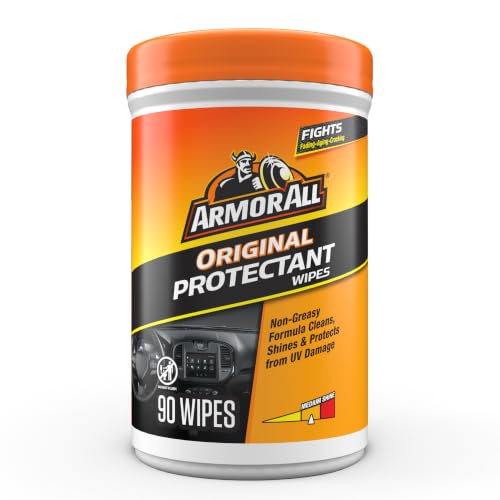 Armor All Car Interior Original Protectant Wipes, 90 Count, UV Protectant | Car cleaner wipes for vinyl, rubber, plastic, trim, and dashboards with a non-greasy, streak-free medium shine