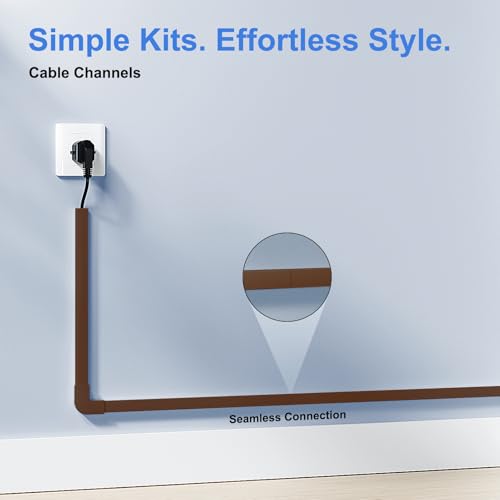Yecaye Cord Hider, 113in Brown Cord Covers for Wires on Wall, One-Cord Cord Organizer, Easy Install Cable Management Kit, Cord Cover Home Office, W0.59in H0.4in, Brown - color: Brown, size: 113in L x 0.59in W x 0.4in H