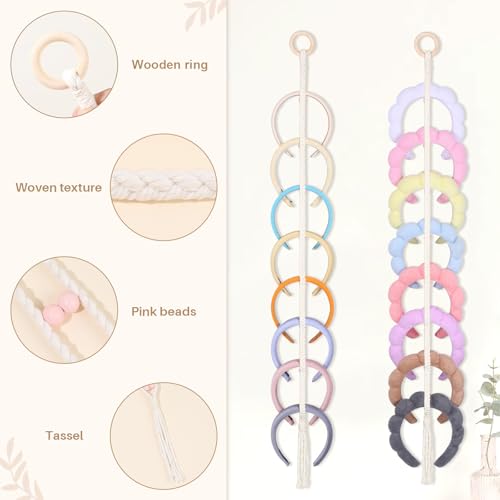 3 PCS Headband Holder Organizer for Girl,Hanging Hairband Storage for Women,Brown Hair Hoop Display Hair Accessories Organizer Bedroom College Dorm Decor (Boho1-3pcs) - color: Boho1-3pcs