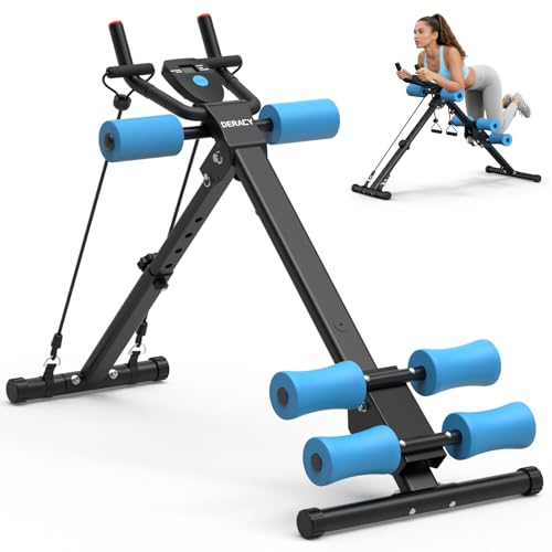 DERACY Ab Workout Machine Adjustable Ab Trainer Abdominal Trainer for Home Gym Foldable Ab Crunch Machine for Core 440 LBS - color: Blue