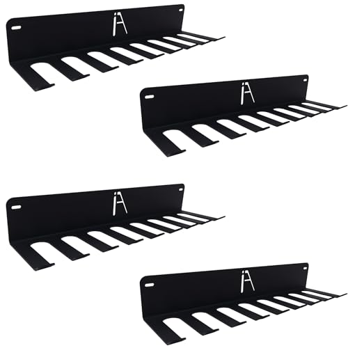IRON AMERICAN USA Omega Gym Storage Rack 9 OR 11 Hook Heavy-Duty Gym Wall Organizer Gym Caddy Hanger, Gym Accessory Storage - Resistance Bands, Jump Ropes (OMEGA GYM RACK (4-PACK)), BLACK - style: OMEGA GYM RACK (4-PACK)