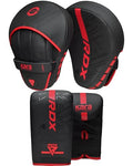 RDX Boxing Pads and Bag Gloves Set, Maya Hide Leather Kara Hook and Jab Training Pads, Curved Focus Mitts for MMA, Muay Thai, Kickboxing Coaching, Martial Arts, Punching Hand Target Strike Shield - color: RED