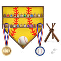 Wooden Championship Ring Display Case for 24 Rings with Medal Hooks | Wall Mounted Wood Ring Holder, Fits Most Ring Sizes, Includes Medal Hooks and Baseball Stand, For Sports Awards Room Decor