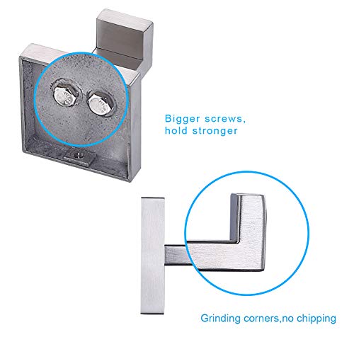 TASTOS Bath Towel Hooks Brushed Nickel, 4 Pack Stainless Steel Robe Coat and Clothes Hook, Heavy Duty Wall Hook for Bathroom & Kitchen, Modern Square Style Wall Mounted - color: Brushed Nickel, size: Square (4 Pack)