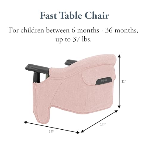 Inglesina Fast Table Chair, Powder Pink - Portable Baby High Chair - for Babies & Toddlers up to 37 lbs - Collapsible - Fits Tables 0.8'' to 3.5'' Thick - Compact & Easy to Use - Travel Bag Included - color: Powder Pink, style: Chair
