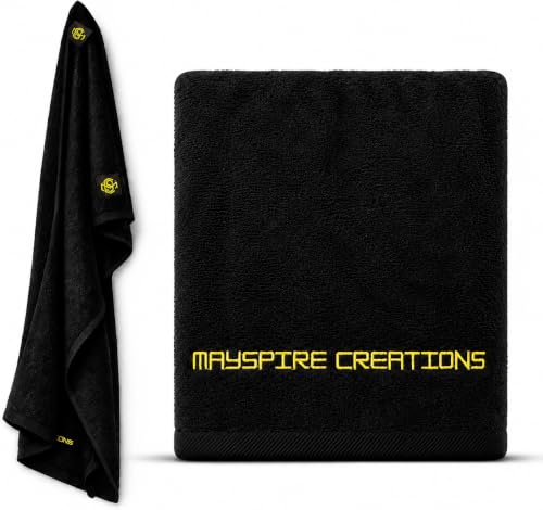 Magnetic Gym Towel – Non-Slip Workout Towel with Integrated N35 Magnets & Elastic Strap – 100% Cotton, Quick-Dry – Fitness Sweat Towel for Gym Equipment, Men & Women (37.4 x 19.7 in, Black)