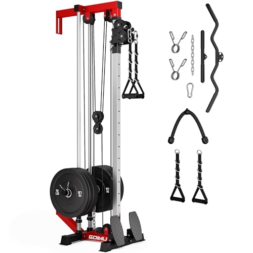 Wall Mount Cable Station, WM1 Cable Crossover Machine with 17 Positions, High and Low Cable Crossover Machine with Removable Footplate for Garage Home Gym - style: 100LBS Home Gym Package RD