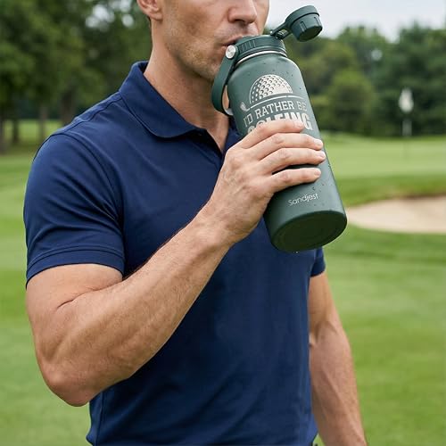 SANDJEST Golf Insulated Stainless Steel Water Bottle 32oz, I Would Rather Be Golfing, Vacuum Chug Lid Travel Tumbler for Men Friends Dad Brothers Golfers Coaches, Birthday Christmas - color: Golf