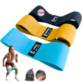 ANIQ® Fabric Resistance Bands – Non-Slip Booty Bands Set – 3 Levels for Legs, Glutes & Physical Therapy – Washable Cloth Loop Workout Exercise Equipment with Carry Bag, Headband for Pilates & Yoga