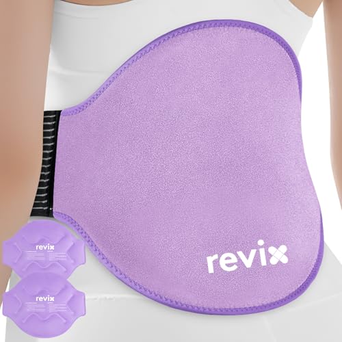 REVIX Extra Large Lower Back Ice Pack Wrap, 2 Pack Gel Wrap for Lumbar | Reusable Cold Gel for Sciatica & Waist Relief, 13.4 x 11 in, Hands-free Lumbar Wrap for Men & Women, Purple - color: Purple