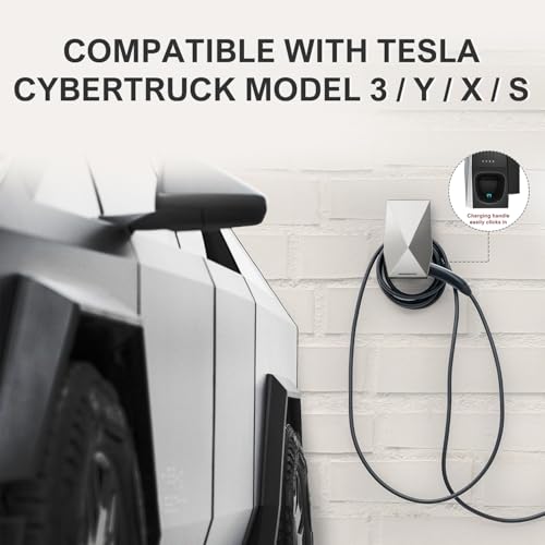 SEVEN SPARTA Charging Cable Holder with Chassis Bracket Compatible with Tesla Cybertruck Model 3 Model Y Model X Model S Charger Cable Organizer Accessories for Wall Connector (Aluminum Silver) - color: Aluminum Silver