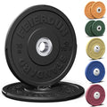 FEIERDUN Color Bumper Plate Set, 2-Inch Olympic Weight Plates, Low Bounce Rubber Barbell Plates with Stainless Steel Insert for Weightlifting, Strength Training, CrossFit & Home Gym, 10LB-370LB - style: A) 10LBS Pair