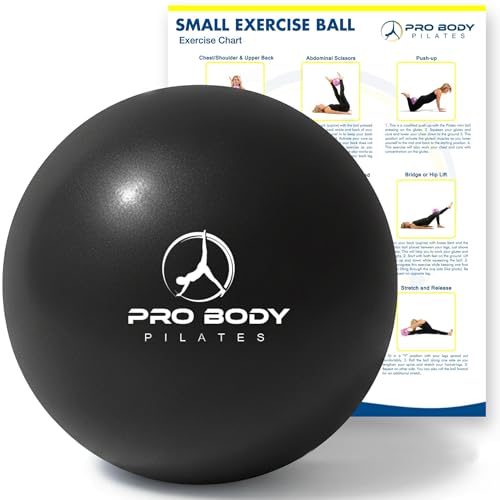 ProBody Pilates Small Exercise Ball - 9 Inch Workout Ball for Stability, Barre, Yoga, Core & Physical Therapy - color: Black