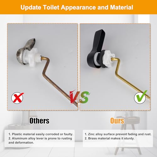 Hibbent Universal Metal Side Mount Toilet Handle Replacement Kit, Brass Toilet Flush Tank Lever with Stainless Steel Flapper Chains for Most Toilets, Oil-Rubbed Bronze - color: Oil Rubbed Bronze, style: Side Mount