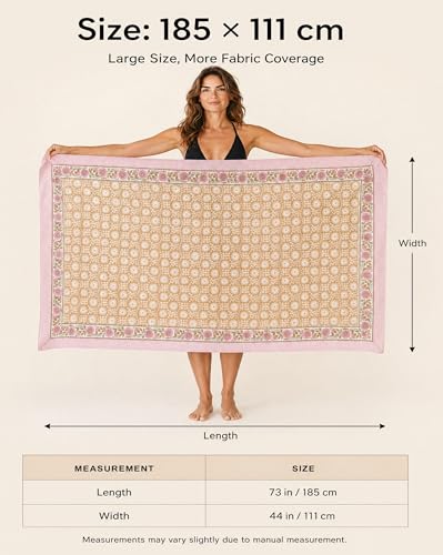 Beach Cover Ups for Women, Cotton Sarong Wrap Pareo | 100% Cotton Sarong Wraps For Women, 73 x 44 In. Pareo Beach Wrap, Bikini Cover Up, Bathing Suit Cover Up, Resort Wear - color: Golden Griffon