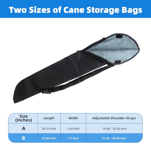 Cane Holder for Walker & Scooter, Waterproof Cane Storage Bag (33.5 x 5.9") | Absorbent Terry Lining, Adjustable Strap, Holds Canes/Umbrellas Up to 33.5", Durable Oxford Shell with Quick-Dry, Easy-Clean - size: 33.5" x 5.9"