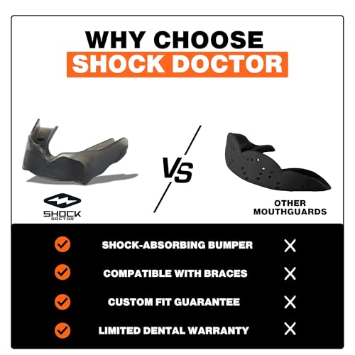 Shock Doctor Mouth Guard, Custom Fit Football Mouth Guard, Moldable Mouth Guard Boxing, Lacrosse, Hockey, MMA, Football & More, Mouthpiece, Mouthguard Sports, Adult - Strapless - size: Adult - STRAPLESS