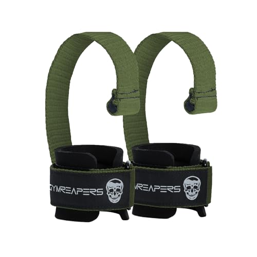 Gymreapers Weight Lifting Straps With Dowel - Wrist Straps for Weightlifting - Workout Deadlift Wrist Weights - Reinforced Stitching & Padded Fit Gym Accessories for Strength & Gym Hand Grip - color: Green
