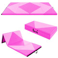 Goplus Gymnastics Mat, Folding Tumbling Mat with Carry Handles, Hook & Loop Fasteners, 4 Panels for Fitness Exercise Yoga Stretching Aerobics Workouts, Thick Gym Mats for Home - color: Pink&Rose