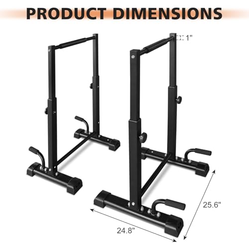 Dip Station Set, 6 Level Adjustable Pull Up Bars, 1200lbs Heavy Duty Parallettes Bars, Dip Station for Full Body Workout Fitness