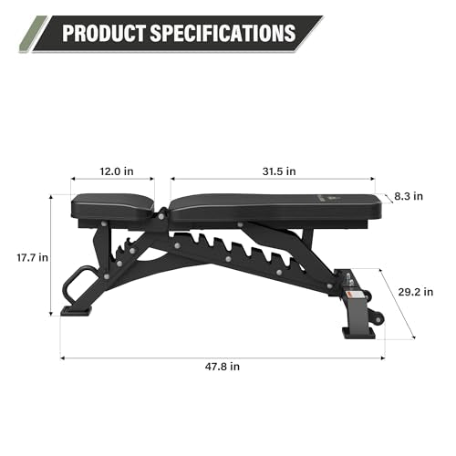 MAJOR FITNESS Weight Bench - 1300LBS Weight Capacity and 36 Adjustable Positions Strength Training Bench for Garage and Home Gym Workouts - color: Black