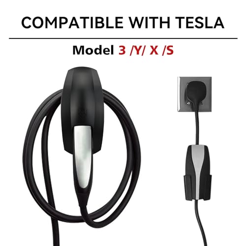 SEVEN SPARTA Charging Cable Holder with Chassis Bracket Compatible with Tesla Model 3 Model Y Model X Model S Charger Cable Organizer Car Accessories Wall Connector, Patent Approved (Black) - color: Black