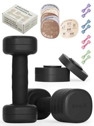 Adjustable Dumbbell Set｜2LB 3LB 4LB 5LB Light Hand Weights for Women｜One-Twist Weight Adjustment｜Non-Slip Curved Grip Handle｜Free Weights for Home Gym, Rehab, Pilates, Yoga, Strength Training - color: Classic Black