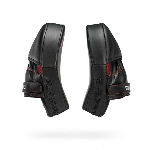 Sanabul Core Series Curved Boxing MMA Strike Pads Boxing Punching Mitts for Martial Arts Muay Thai Kickboxing MMA Pads - color: Black/Red