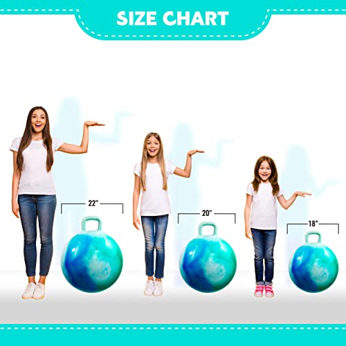 Hopper Ball, Clouds Hopping Toys for Kids, 22 Inch Bouncy Ball with Handle, Inflatable Bouncing Hoppity Hop Toys for Boys and Girls Gifts - color: Blue-green Gradient, size: Age:10+(22''/55cm)