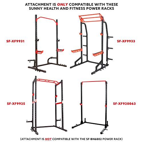 Sunny Health & Fitness Power Cage Squat Rack Attachments for Home Gym | Strength Training, Expanded Workout Variety, Durable Construction, Secure Fit, Quick Installation, Versatile Exercise Support - style: Dip Bar