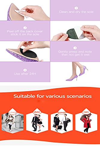 Non Slip Shoes Pads Self-Adhesive Shoe Grips Rubber Anti-Slip Shoe Grips Sole Stick Protector (Black-5Pairs) - color: Black-5pairs