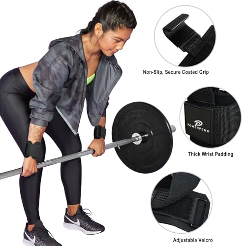 Lifting Hooks for Weight Lifting: Weightlifting Hooks Wrist Straps Hand Grip Support for Deadlift Weightlifting Gym Gloves for Men & Women - color: Black