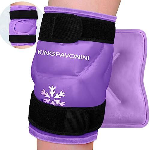KingPavonini XXL Knee Ice Pack Wrap Around Entire Knee After Surgery, Large Reusable Gel Ice Pack for Injuries, Pain Relief, Swelling, Sports Injuries, 1 Pack (Purple) - style: Purple
