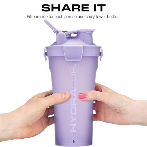 Hydra Cup DualShaker Pro 32 oz Shaker Bottle for Protein Shakes, Shaker Cup w/Handle & Ball Blender Whisks, Dual Mixing Shaker Bottle with Storage, 2 in 1, for Travel To Go, BPA Free (Purple) - color: Purple