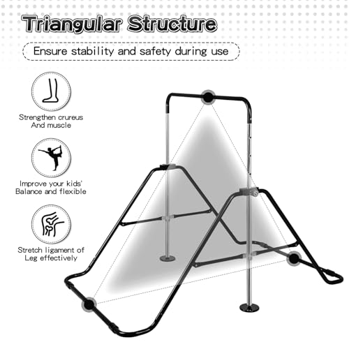 Expandable Gymnastics Bars with Ring, Adjustable Height Gymnastic Horizontal Bars, Gym Junior Training Bar Children Folding Training Monkey Bars for Kids - color: Black